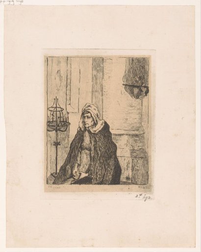 Praying woman in church or chapel
