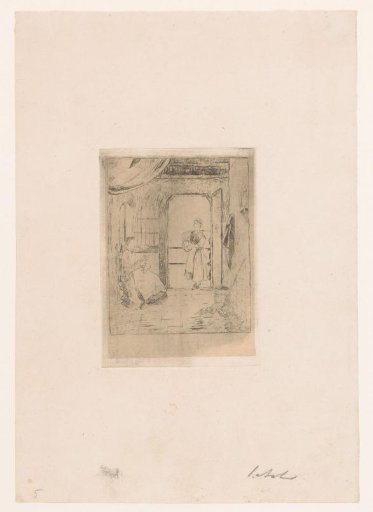 Milkmaid bringing a jug to a lady