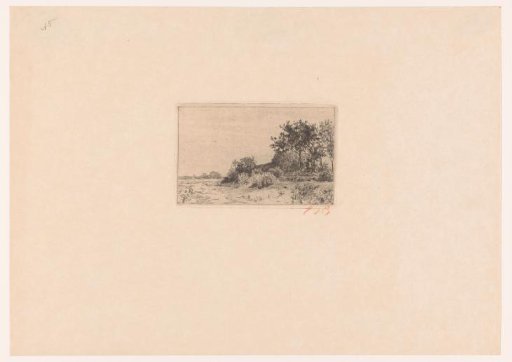 Heath landscape with a farm between trees
