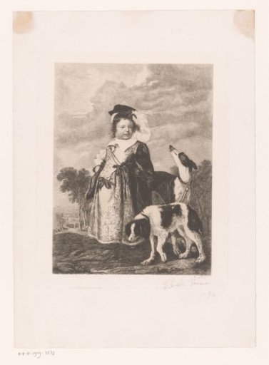 Portrait of an Unknown Child with Two Dogs