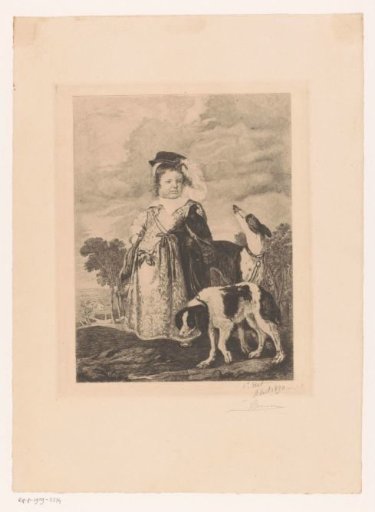 Portrait of an Unknown Child with Two Dogs