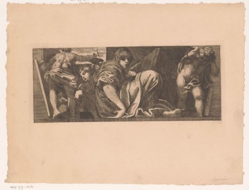 Seated Young Woman and Putti with Engraving Tools