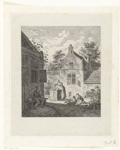 Courtyard with Man and Woman and Playing Children