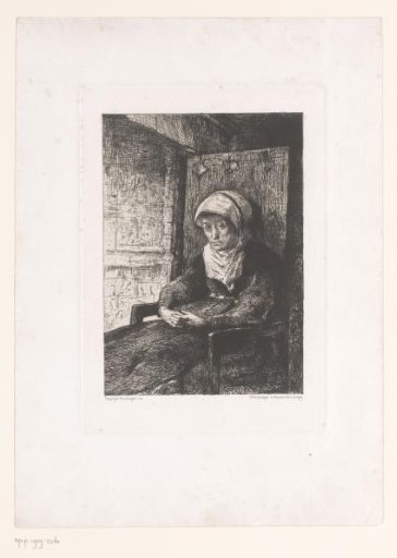 Soetkin, mother of Till Eulenspiegel, sits before the hearth