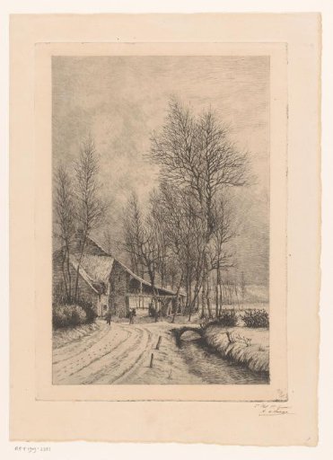 Winter Landscape with a Farmhouse Situated in a Bend
