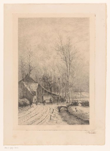 Winter Landscape with a Farmhouse Situated in a Bend
