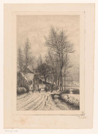 Winter Landscape with a Farmhouse Situated in a Bend