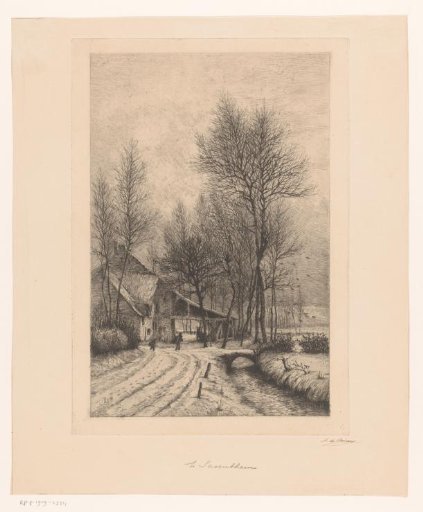 Winter Landscape with a Farmhouse Situated in a Bend