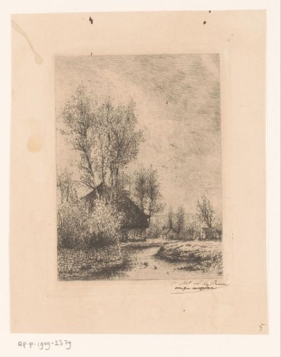 Farmhouses situated by a stream