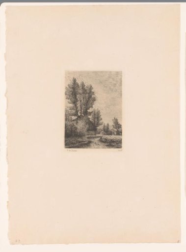 Farmhouses situated by a stream