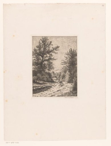Landscape with a woman and a cow on a path