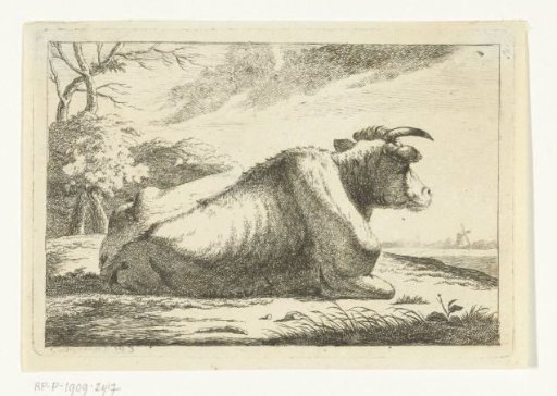Landscape with a Lying Cow Seen from Behind