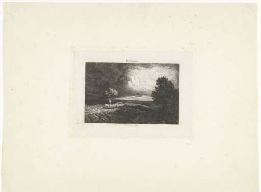 A Shepherd with His Sheep on the Heath with an Approaching Storm