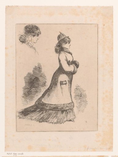 Study of a young woman with a long coat