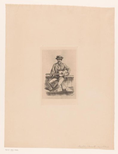 Neapolitan guitar player seated in a boat