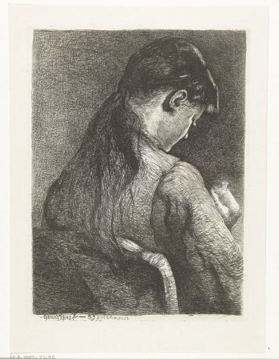 Seated girl, seen from behind