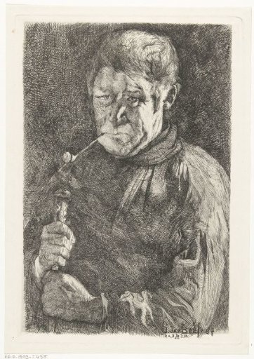 Man with pipe and walking stick