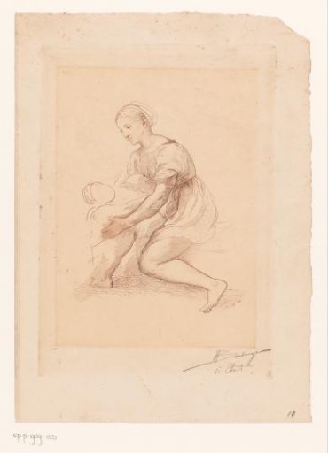 Seated young woman holding her child
