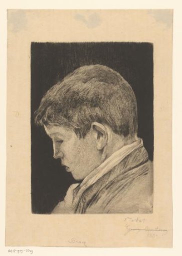 Boy's Head Against a Dark Background