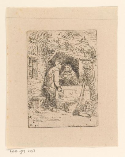 Man and woman in conversation at a house