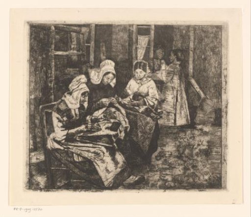 Lace workers at work