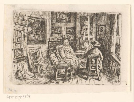 Painter at work in his studio