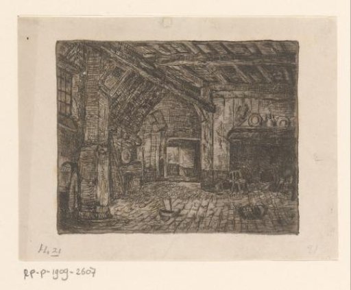 Interior with fireplace and beam ceiling