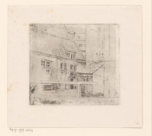 Courtyard of the Sint-Anna hospital in Antwerp with a barrier gate
