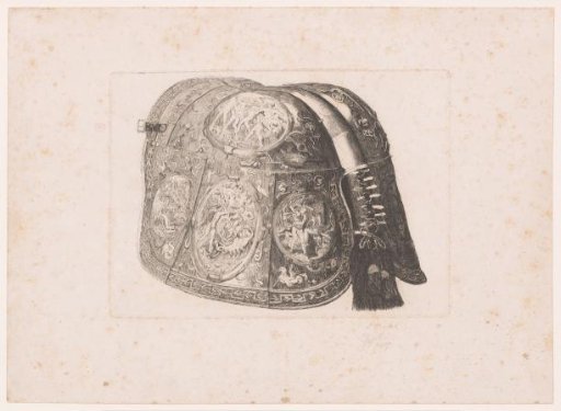 Helmet engraved with the labours of Hercules