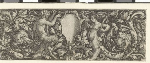 Frieze with a Shield Carried by a Male and Female Satyr