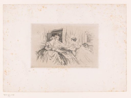 Three Young Ladies in Conversation