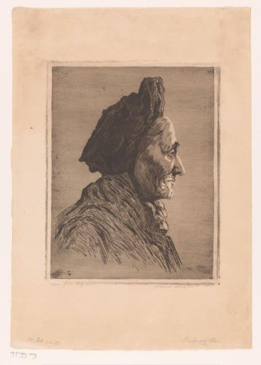Portrait of an unknown old woman, in profile