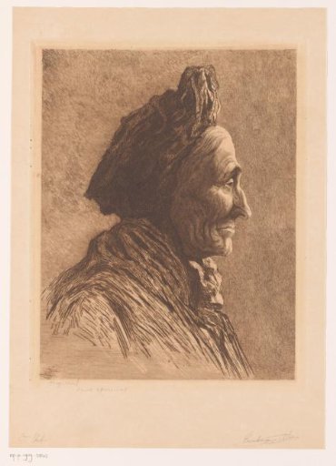Portrait of an unknown old woman, in profile