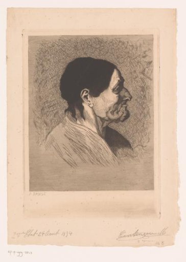Portrait of an unknown old woman, in profile