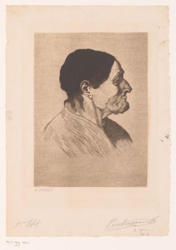 Portrait of an unknown old woman, in profile