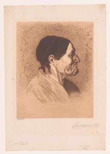 Portrait of an unknown old woman, in profile