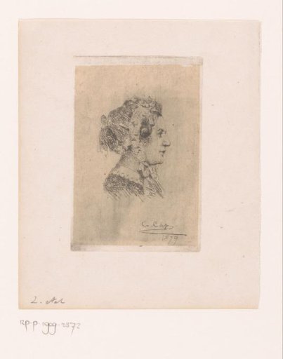 Portrait of an unknown woman with cap, in profile