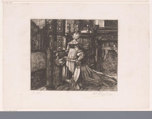 Two women and a child in an interior