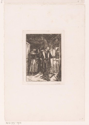 Man with a crossbow in an interior