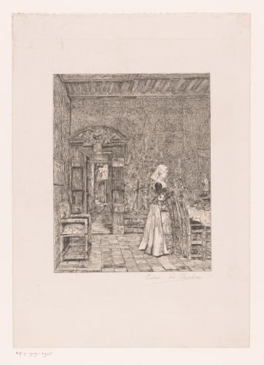 Young woman setting a table in a richly decorated room