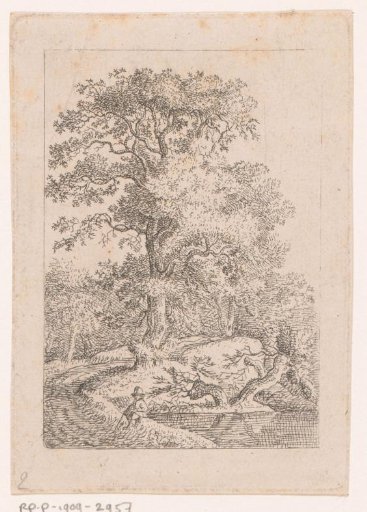 Landscape with a figure along the bank of a lake