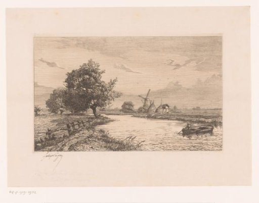 View of the river Leie in the vicinity of Ghent with mills