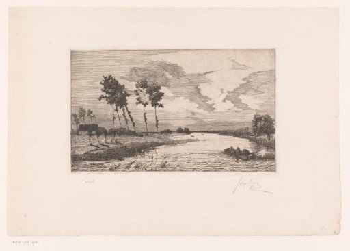 River with two fishermen in a boat