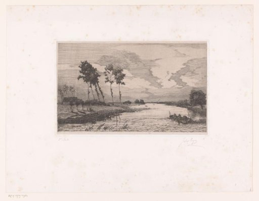 River with two fishermen in a boat