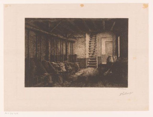 Cowshed with a staircase