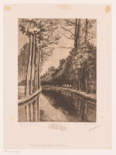 View of the Herentalse Vaart with a dog lying below