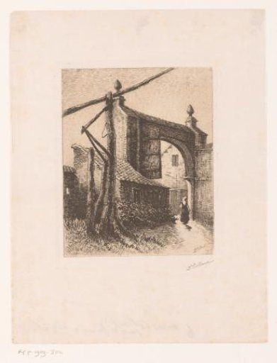 Woman at a gate in Merksem