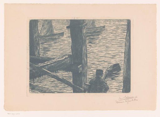Fisherman among the piles