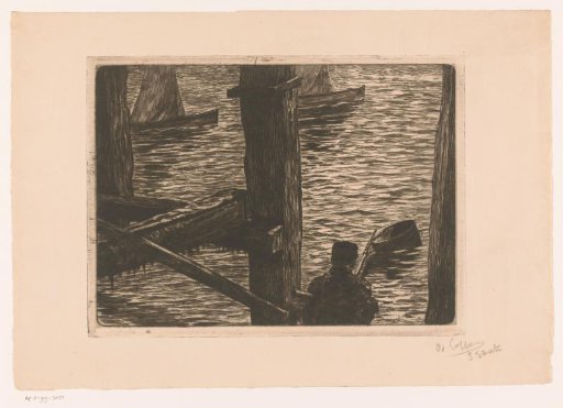Fisherman among the piles