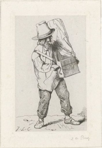 Street musician with a barrel organ